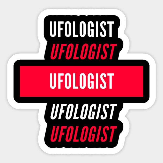 Ufologist Red and White Design Sticker by divawaddle